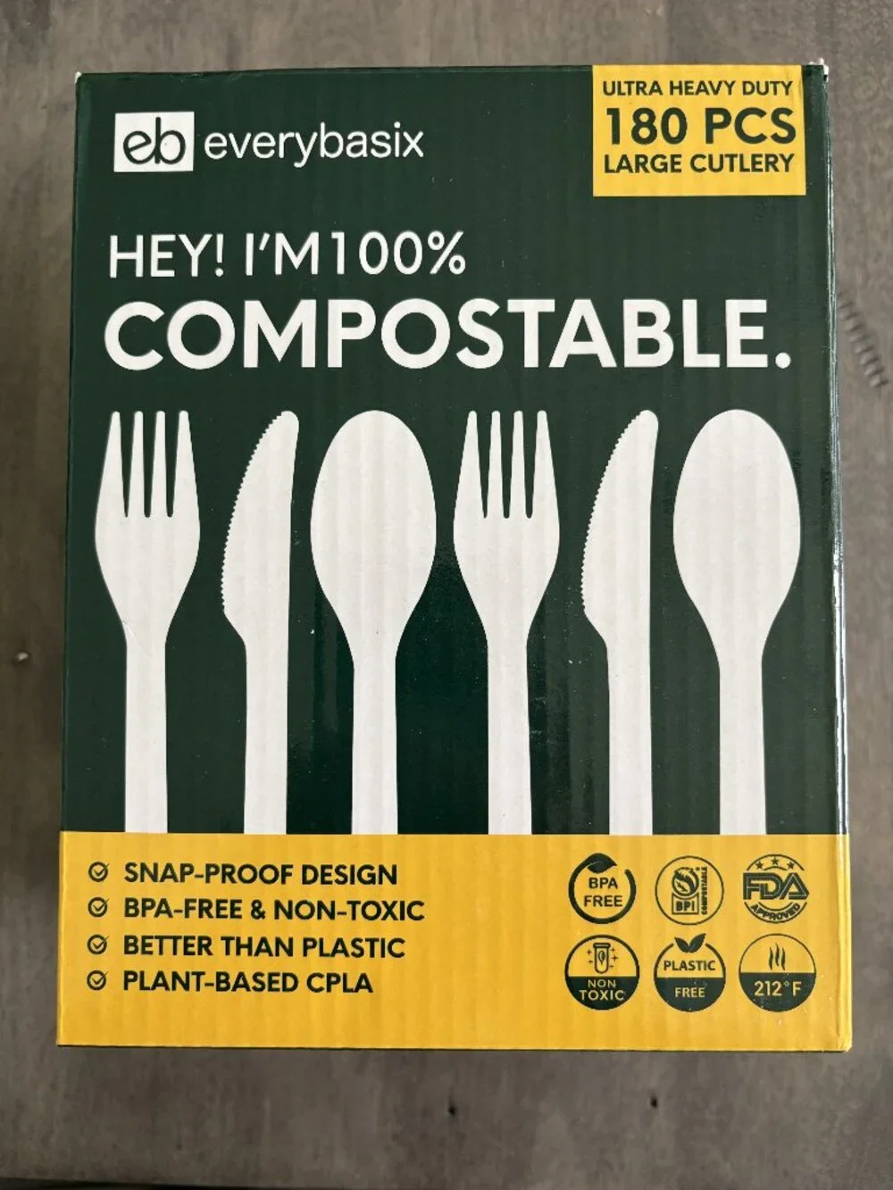 Compostable/Disposable Cutlery.  180 pieces. Heavy Duty NEW